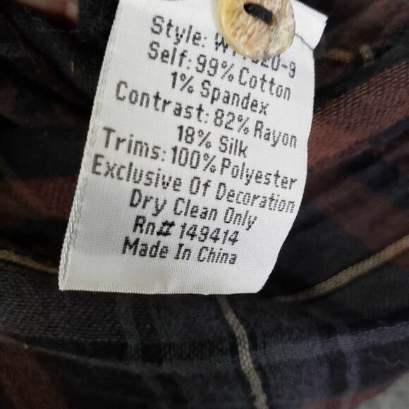 Johnny Was Workshop Button Down Shirt Plaid Embroidered Size Small S Floral - Picture 7 of 13